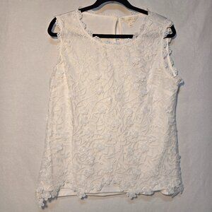 ADIVA Cottagecore Fairy White Lace Embroidered Floral Tank Top Size L New NO Tag